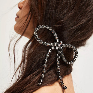 欧美夸张轻奢满钻大蝴蝶结发夹女高级感侧边刘海边夹发卡头饰发饰
