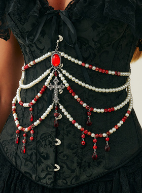 复古哥特风法式多层衣饰胸链腰链