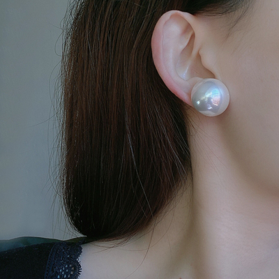 高档珍珠圆形冷淡风女耳环