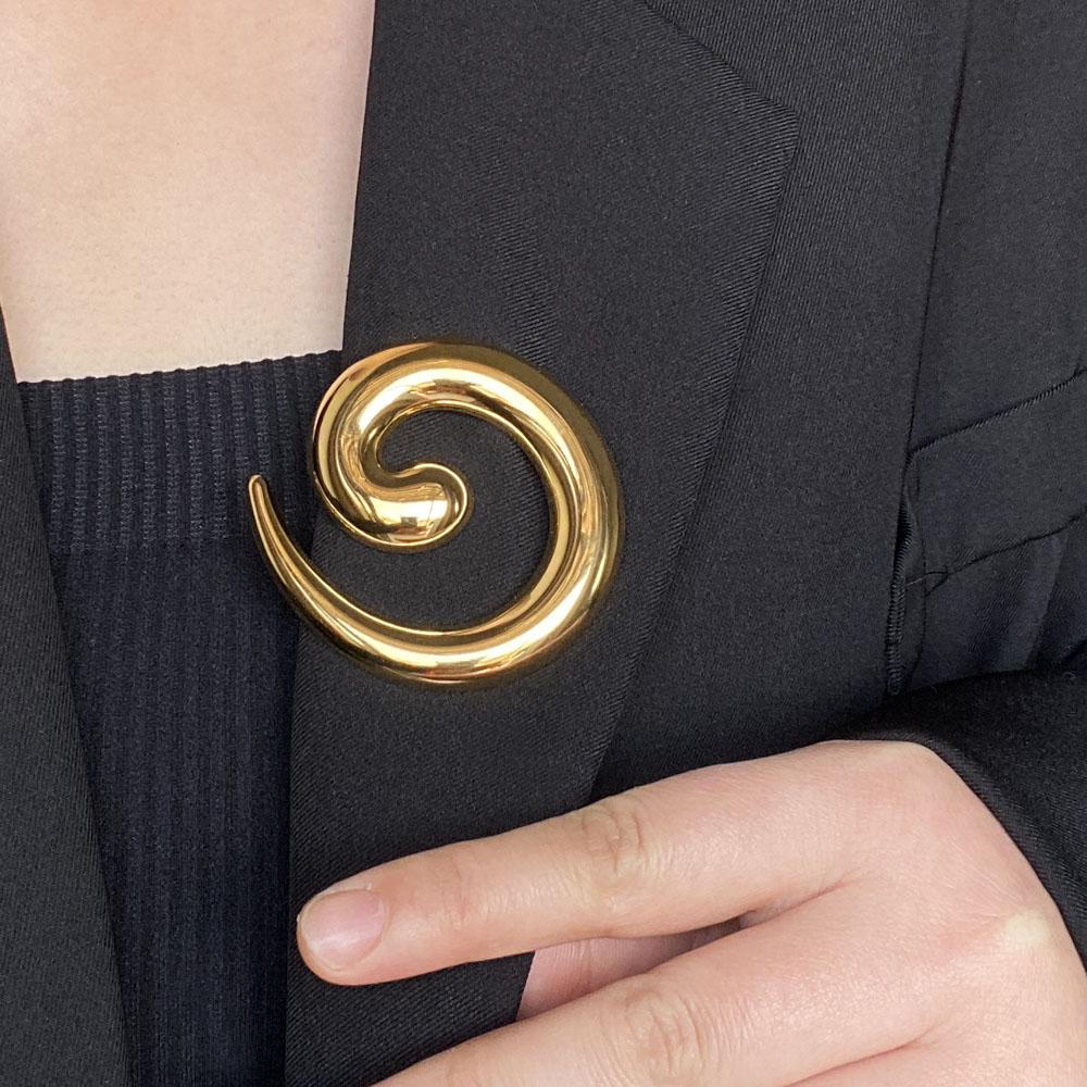 金属几何流线圆环烟花胸针男女