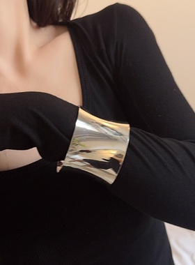 开口弧形宽版光面手镯镜面手环