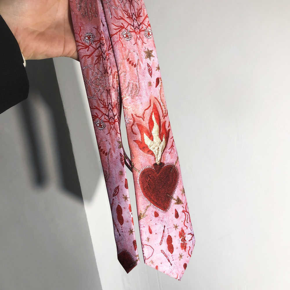 vintager古着风火焰红刺绣爱心粉色领带丝巾女学院休闲领巾配饰,服饰配件/皮带/帽子/围巾,领带,淘宝优惠券,粉丝福利购,淘宝优惠卷