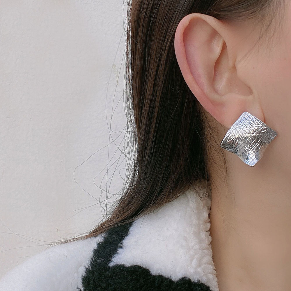 金属复古银针女几何不规则耳钉