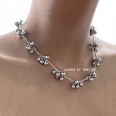 钛钢不掉色MONA同款 潮流高级感金属球串珠项链女拼接冷淡风锁骨链