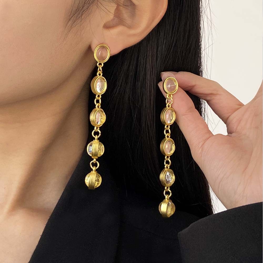 中古风彩色琉璃长款耳环耳钉女甜酷气质透明水晶流苏耳坠,饰品/流行首饰/时尚饰品新,耳环,淘宝优惠券,粉丝福利购,淘宝优惠卷