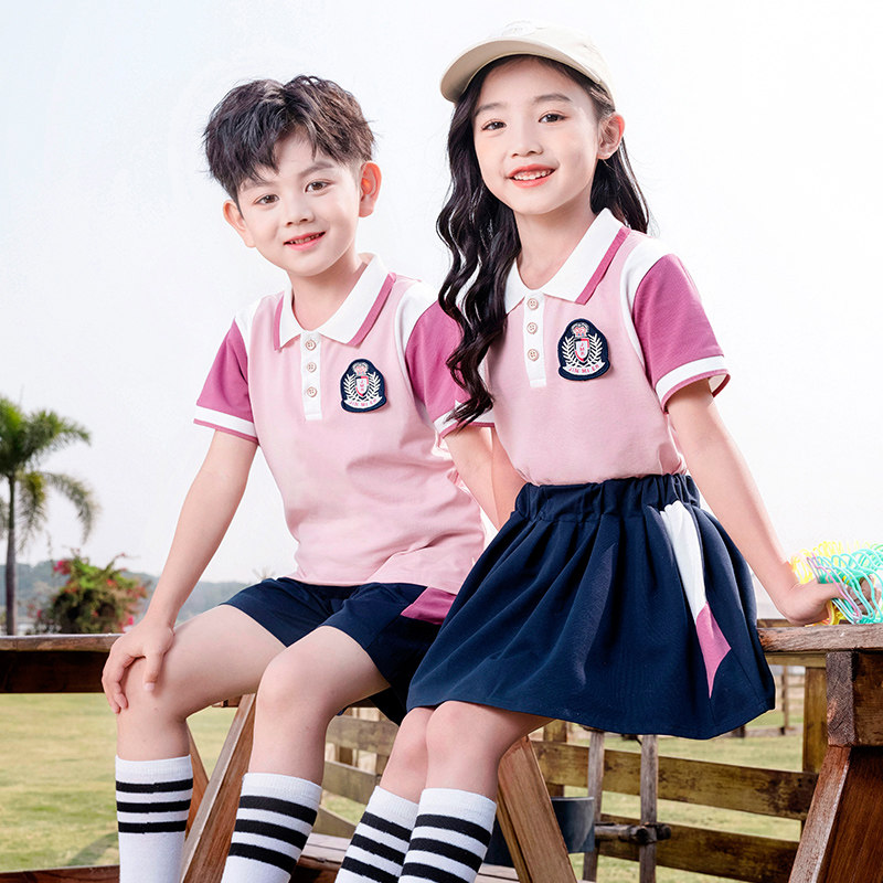 校服套装一年级小学生班服夏季短袖纯棉儿童休闲学院风幼儿园园服