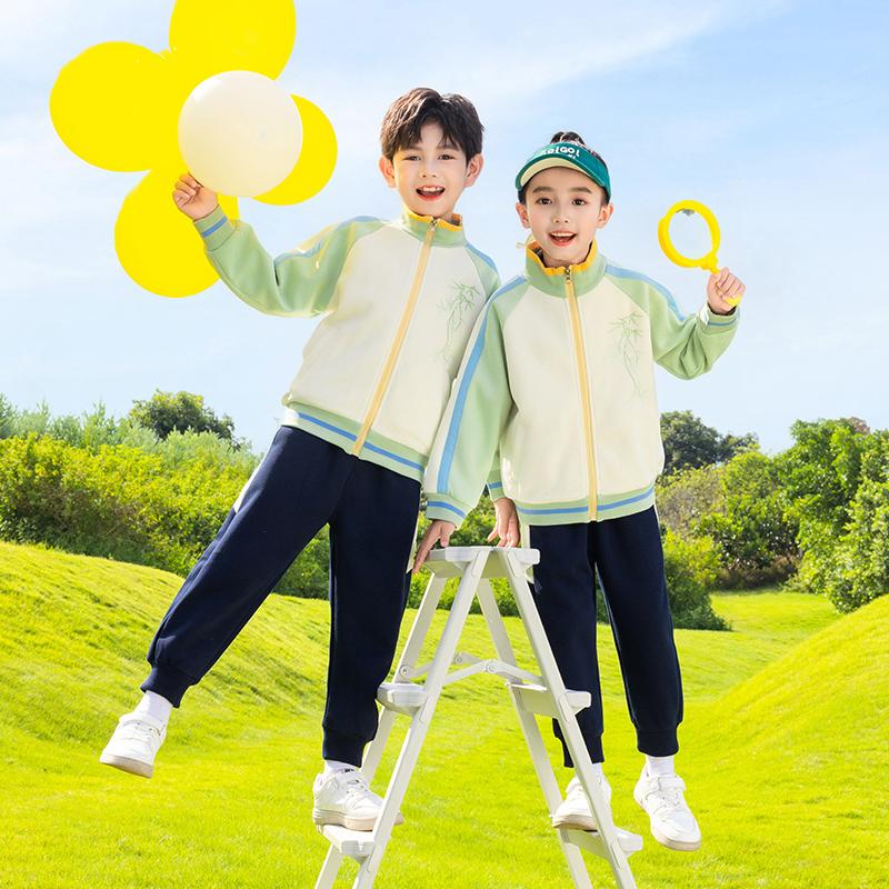 幼儿园园服春秋夏装竹子刺绣一年级学院风班服小学生校服运动套装
