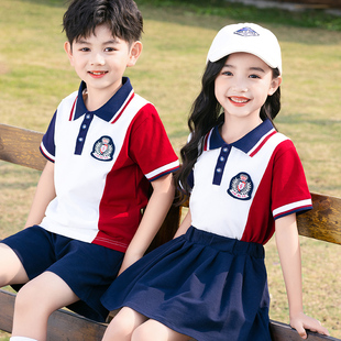 校服套装小学生夏季班服儿童短袖两件套运动学院风幼儿园园服夏装