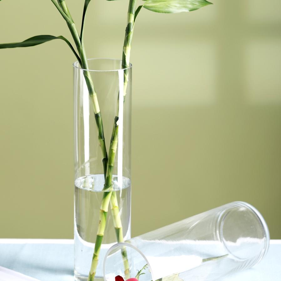 直桶塑料压克力透明富贵竹塑料花瓶路引直筒圆柱形婚庆落地