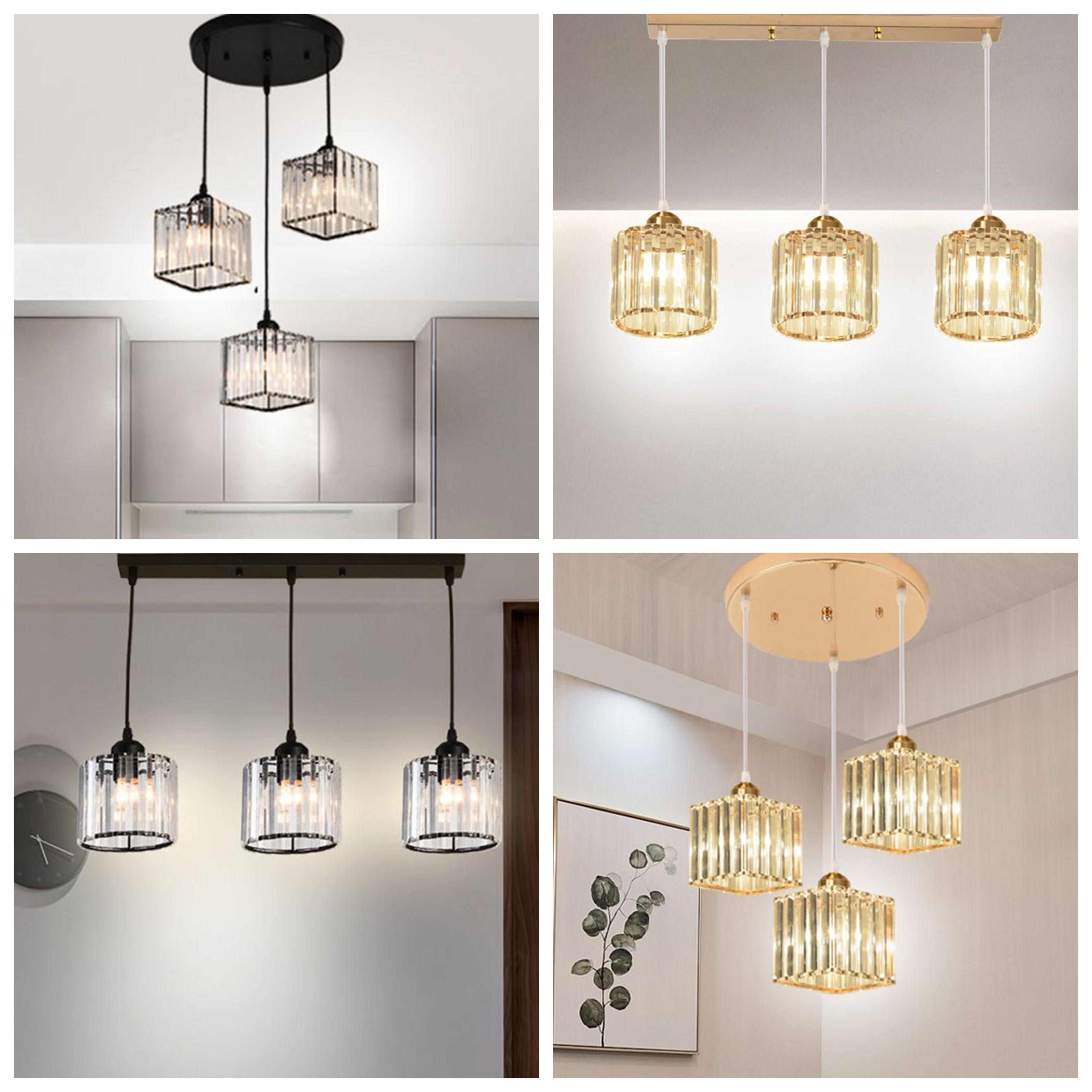 餐厅三头吊灯现代简约轻奢水晶玄关过道吧台吊灯一字极简LED吊灯