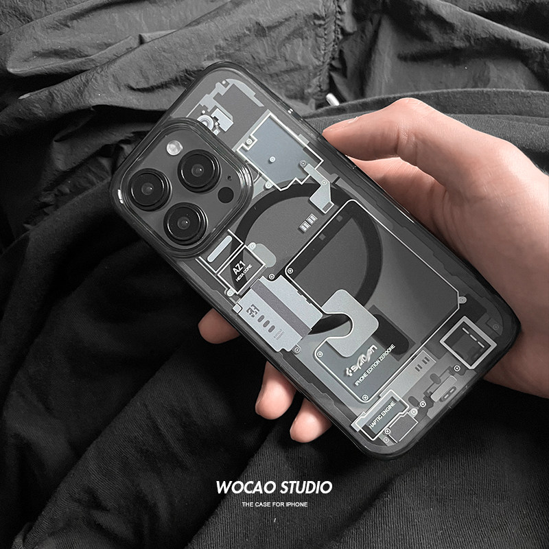 创意个性高级科技感iphone15promax苹果16手机壳13pro透明12强力磁吸magsafe防摔减震2024新款