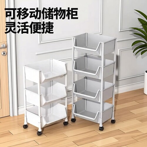 书架可移动置物架落地儿童玩具收纳架子厨房家用零食小推车储物柜