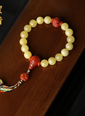 菩檀心声琥珀蜜蜡手串手链男女款