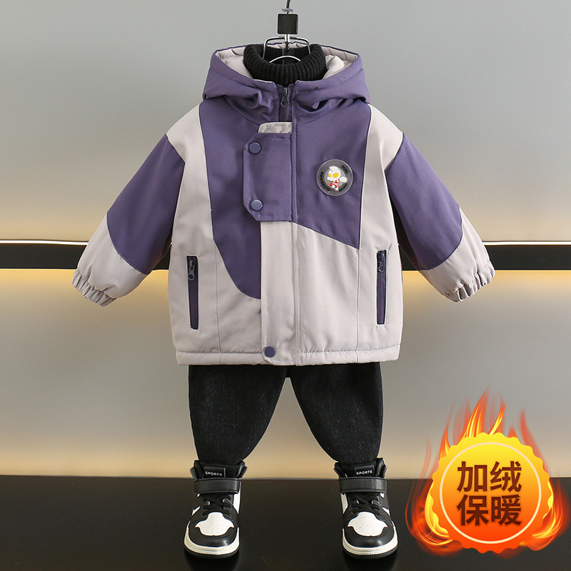 奥特曼男童加绒外套秋冬季2025新款宝宝儿童加厚棉衣冬装男孩棉服