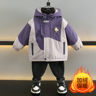 奥特曼男童加绒外套秋冬季2025新款宝宝儿童加厚棉衣冬装男孩棉服