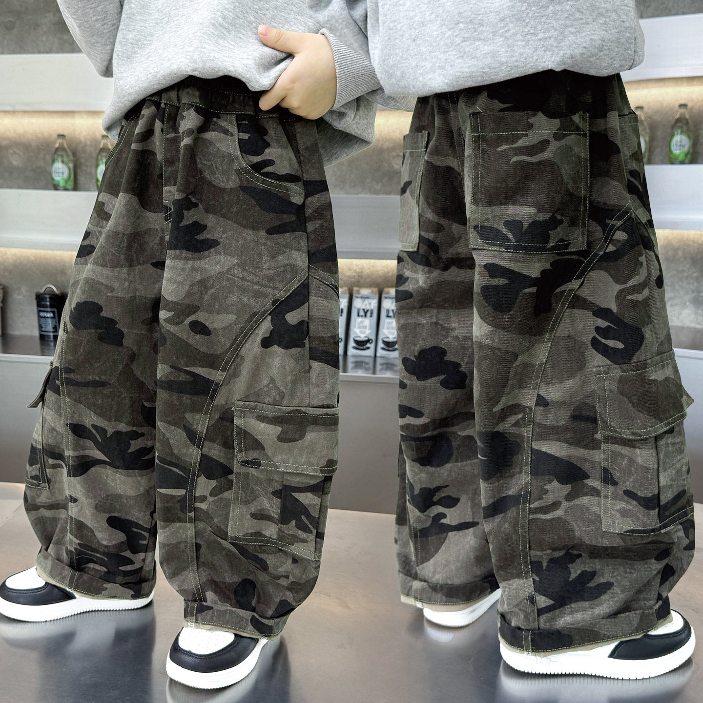 儿童迷彩裤男童春装裤子2026新款春秋季男孩潮酷工装宝宝运动长裤