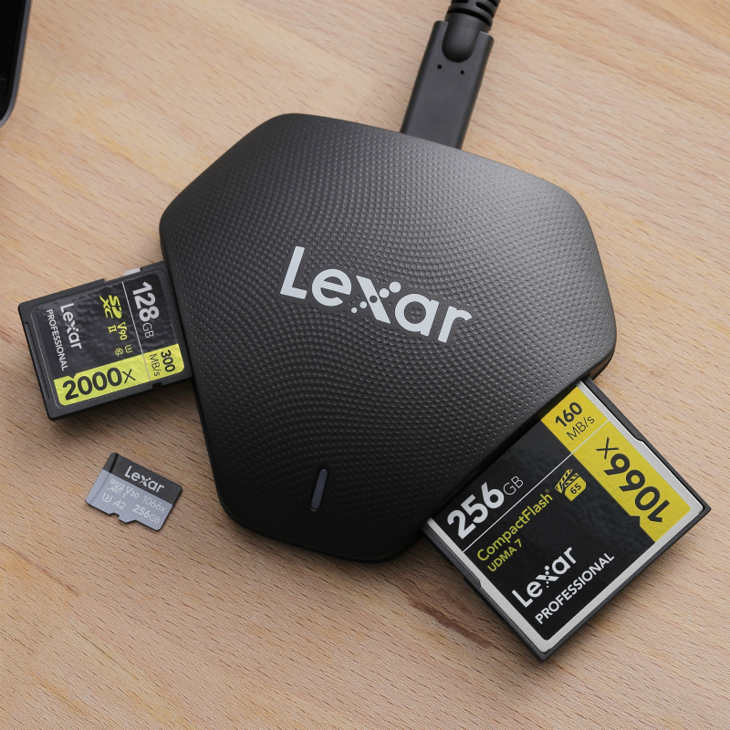 Lexar/雷克沙USB3.1读卡器SD卡/TF卡/CF卡高速多盘符多功能读卡器