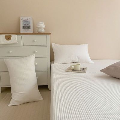 韩国纯色水洗棉软绵绵绗缝床笠