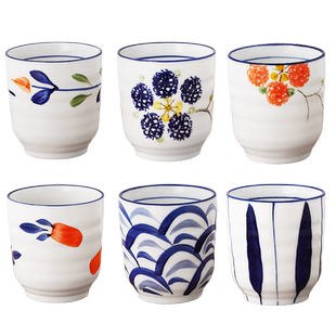 高温釉下彩茶杯陶瓷手绘家用餐具办公喝茶杯餐厅大茶杯小水杯杯子