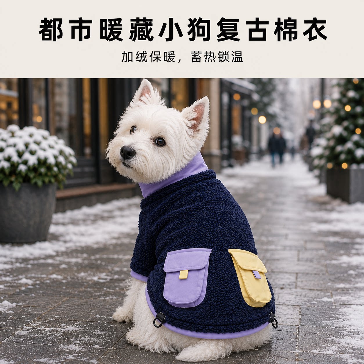 秋冬西高地复古棉衣加绒保暖防风雪纳瑞杰克罗素梗比熊柴犬