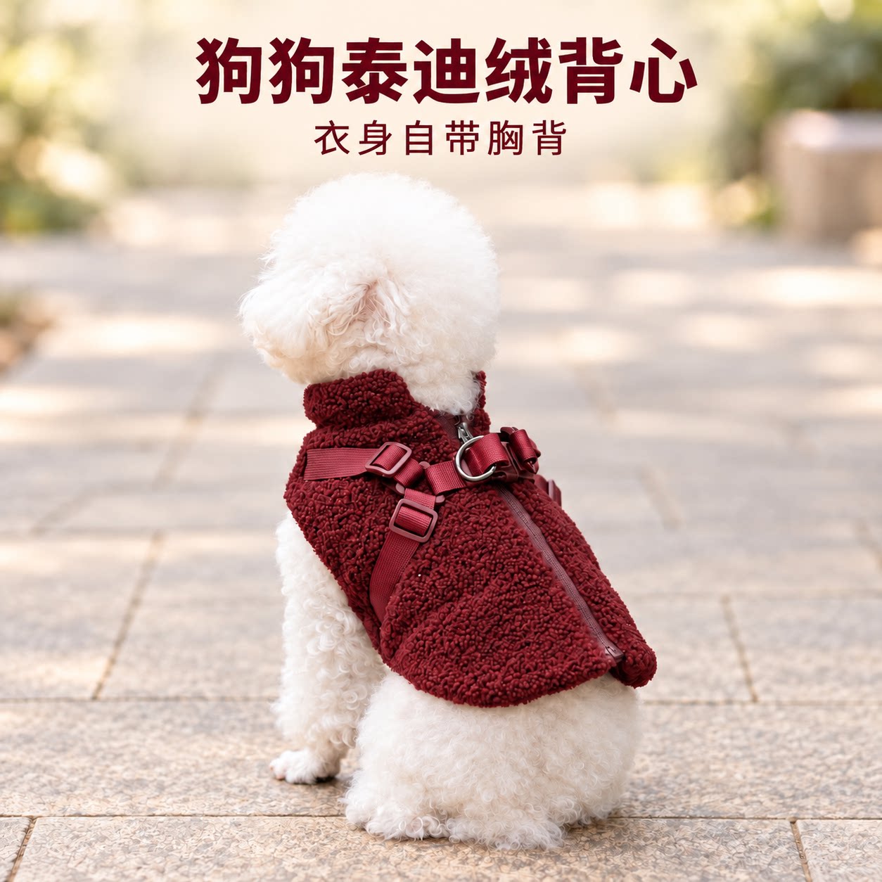 秋冬小狗胸背背心户外保暖泰迪绒外套比熊柯基西高地雪纳瑞博美
