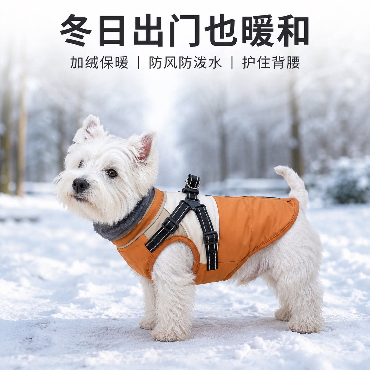 西高地小狗秋冬拼色棉衣加绒保暖牵引防泼水刚毛猎狐梗雪纳瑞柴犬