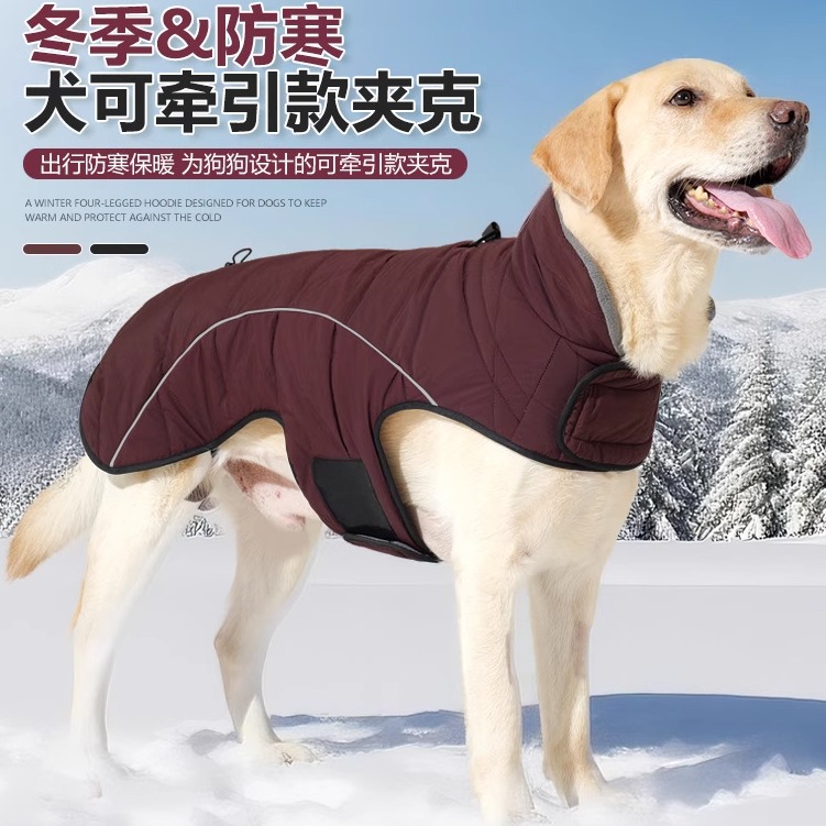 25秋冬狗狗双层保暖夹克棉服防水加厚牵引防寒金毛拉布拉多2509