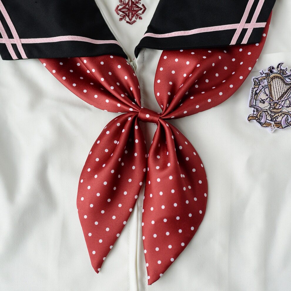 厂家跨境气质波点金鱼结免系领结水手服领花制服关东襟百搭可爱