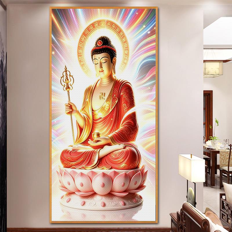 新款佛像十字绣地藏王菩萨线绣客厅书房家用供奉手工刺绣新中式