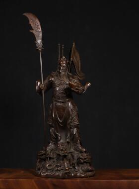 纯铜九龙关公像工精细包浆厚重手工开脸细致栩栩如生开业家