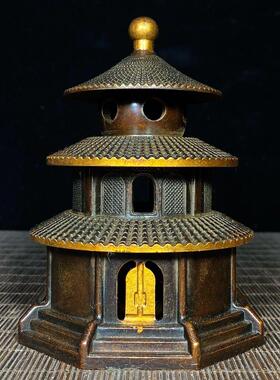 复古文昌纯铜点金天坛香炉天坛纯铜香炉国风自用装饰品香炉