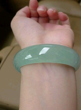 新坑玉镯 冰种飘花玉手镯 玉镯子 满绿通透