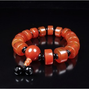 红玛瑙手链 桶珠红玉髓手串男女款玉手链