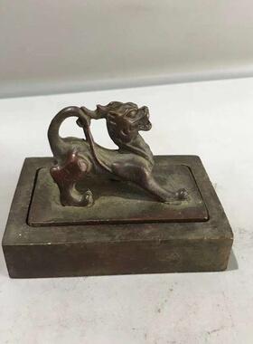 包邮古玩收藏纯铜实心印章汉安元年三月貔貅套印印章摆件包浆醇厚