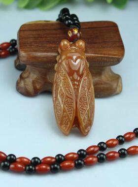 云南黄玉蝉挂件 玉石玉蝉吊坠步步高升项链坠子