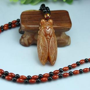 云南黄玉蝉挂件 玉石玉蝉吊坠步步高升项链坠子