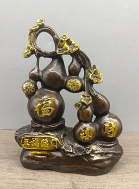 仿古铜摆件古玩铜器五福临门古色古香客厅玄关摆件工艺装饰品