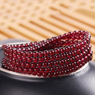 酒红石榴石多圈手链