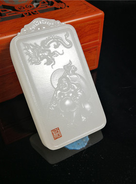 白色佛公吊坠阿富汗玉站佛牌子挂件佛钱袋佛坠供货