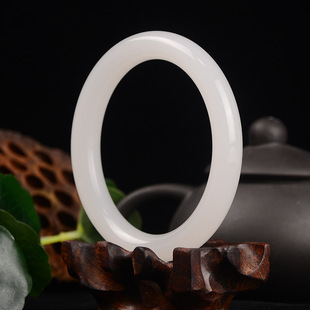 戈壁料金丝玉手镯白玉细圆条手镯石英岩玉白玉镯子女款玉手镯