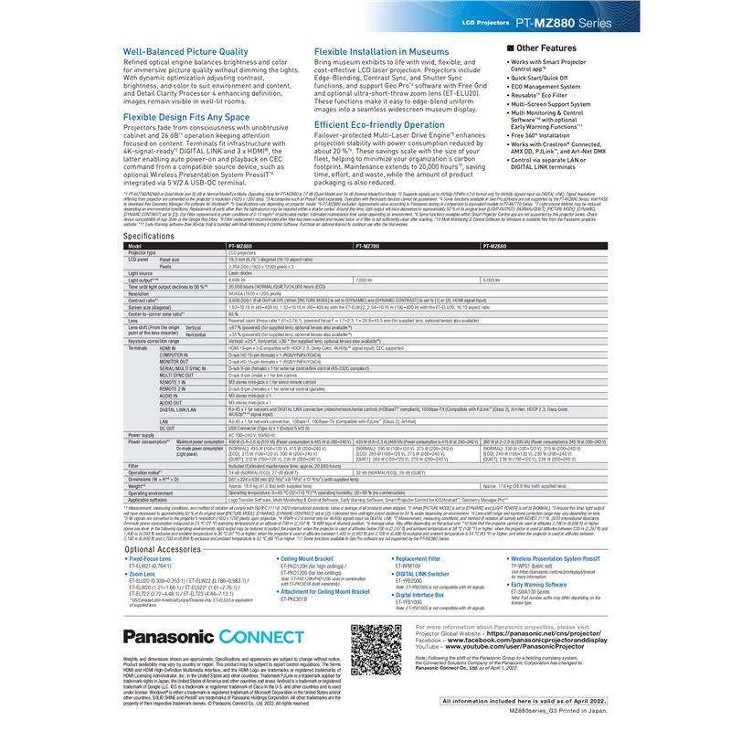 Pan.asonic 松.下PT-MZ880 PT-MZ780 PT-MZ680 LARGE VEN镭射投影