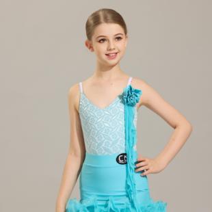 CD卡门新品踏浪拉丁舞练功服儿童舞蹈服练功练习服考级比赛表演服