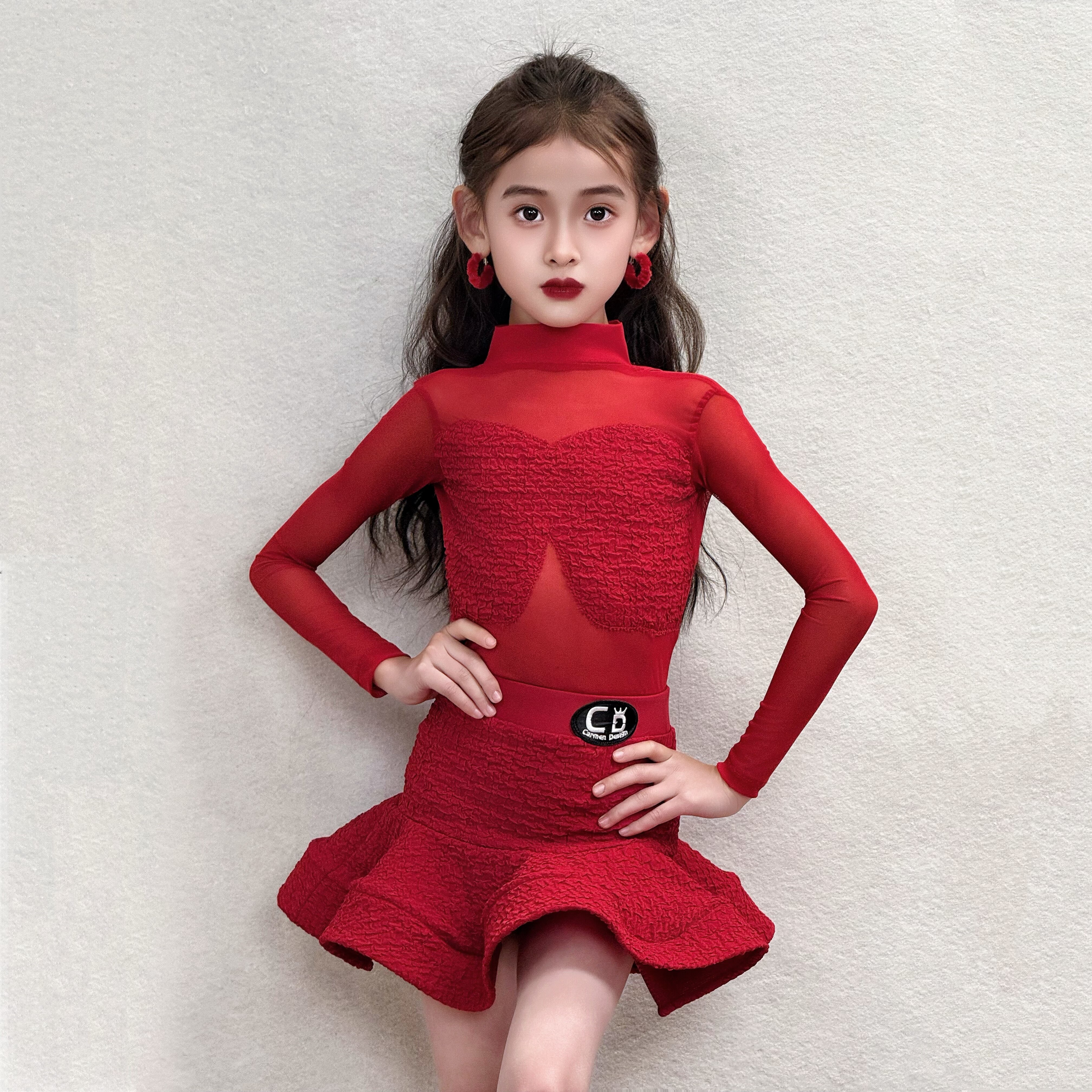 CD卡门2026新年新品爱心美背女童拉丁练功练习服专业舞蹈秋冬舒适