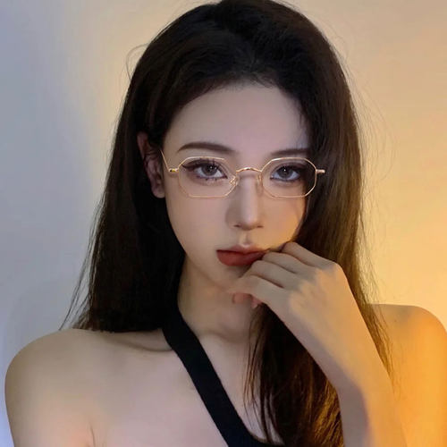 多边形小框近视眼镜女韩版潮小脸配防蓝光辐射眼睛框男适合高度数