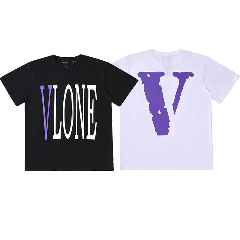 欧美潮牌VLONE hiphop迈阿密限定紫色大V短袖夏季高街宽松男女T恤