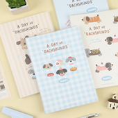 创意可爱清新高颜值办公学生专用加厚横线作业本笔记本文具记事本日记本子b5 胶套本 快乐腊肠狗 初品官方