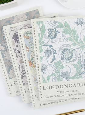 初品官方/伦敦花园 软线圈本 PP侧翻线圈本唯美中国风高颜值不硌手学生作业本横线笔记本文具记事本日记本子