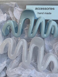 夏日果冻色波浪抓夹少女气质发卡后脑勺盘发鲨鱼夹高级感发夹头饰