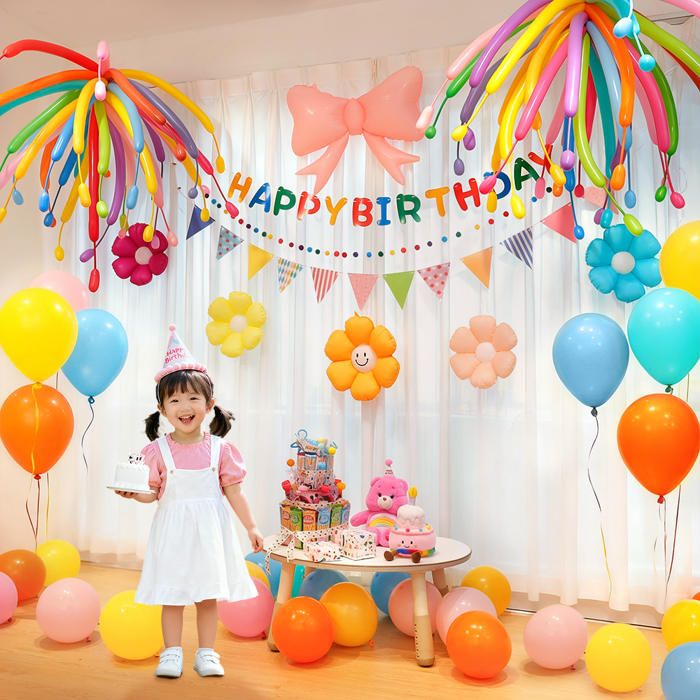 生日气球装饰场景布置小女孩