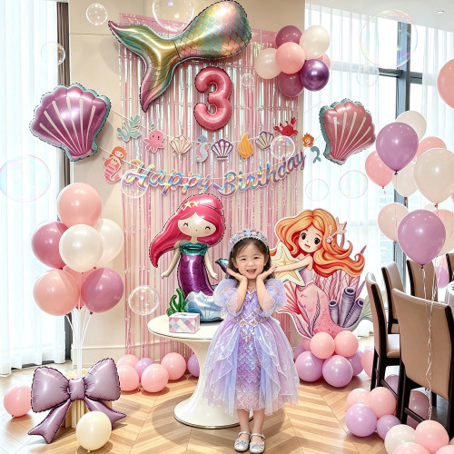 美人鱼生日派对布置套装KT板